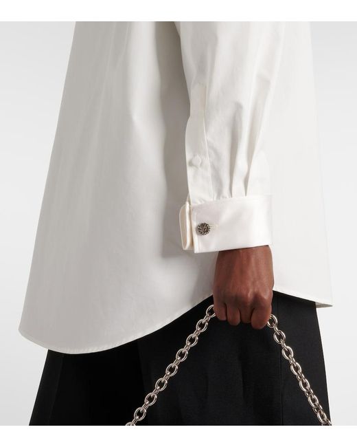Gucci White Verziertes Hemd aus Baumwollpopeline