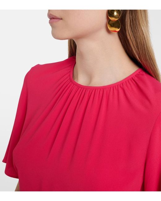 Joseph Red Libby Belted Crepe Blouse