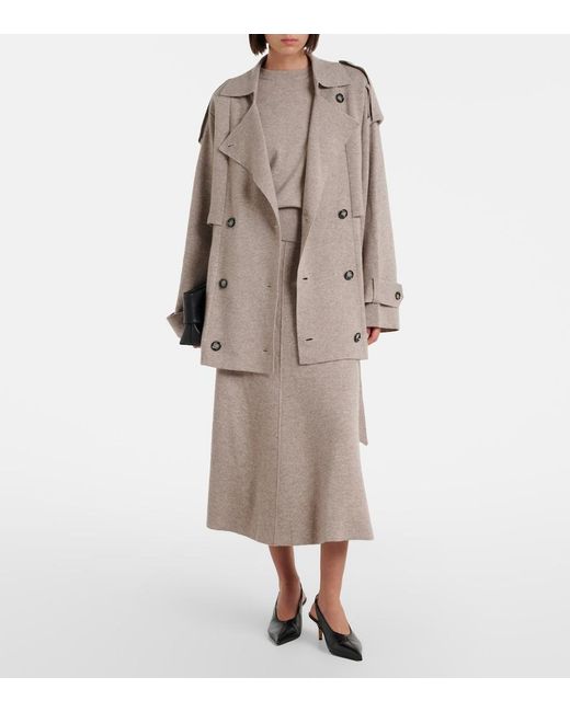 Jardin Des Orangers Natural Cropped Wool And Cashmere Trench Coat