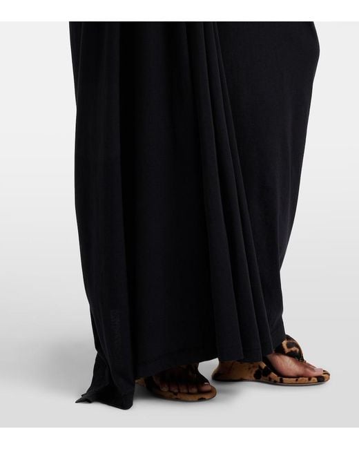 Balenciaga Black Logo Caped Cotton Jersey Maxi Dress