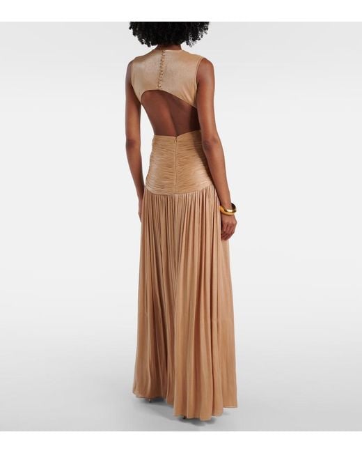 Costarellos Brown Silla Cutout Gathered Gown
