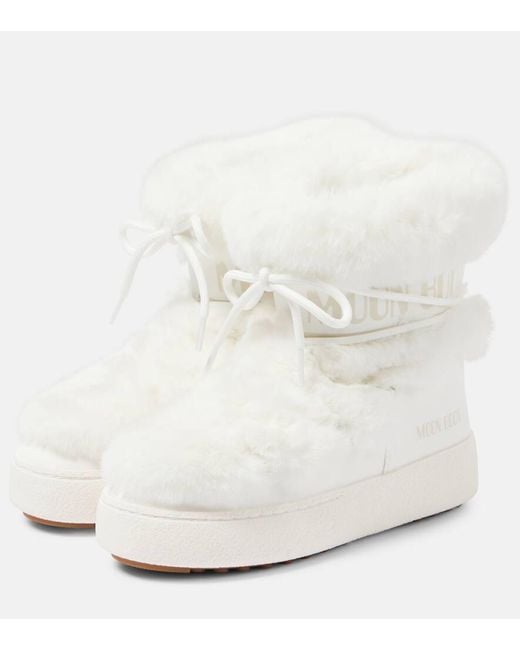 Moon Boot White Mb Ltrack Faux-Fur Trimmed Snow Boots