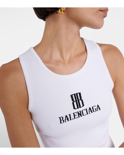 Balenciaga White Nano Bb Tank Top