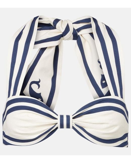 ALÉMAIS Blue Marine Striped Cotton Bra Top