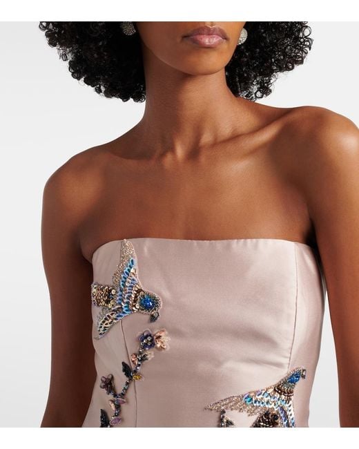 Costarellos Pink Mavia Embellished Corset Gown