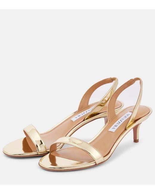 Aquazzura Metallic So Nude 50 Mirrored Leather Sandals