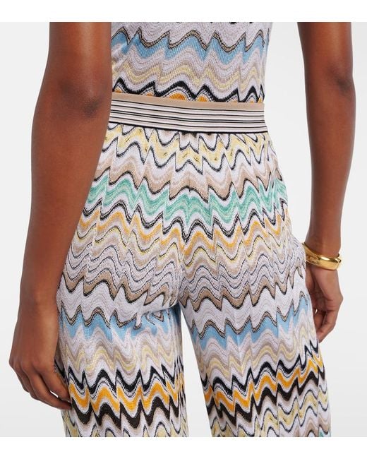 Missoni Metallic Wave High-Rise Wide-Leg Pants