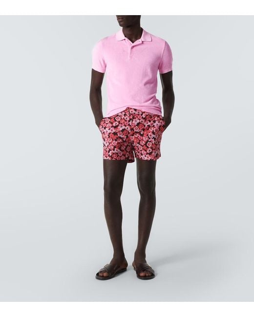 Tom Ford Pink Cotton-Blend Terry Polo Shirt for men