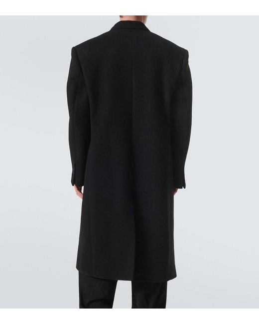 Balenciaga Zweireihiger Mantel Aus Kaschmir Und Wolle in Black für Herren