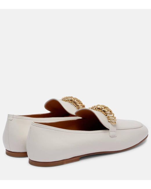 Tod's White Verzierte Loafers Aus Leder