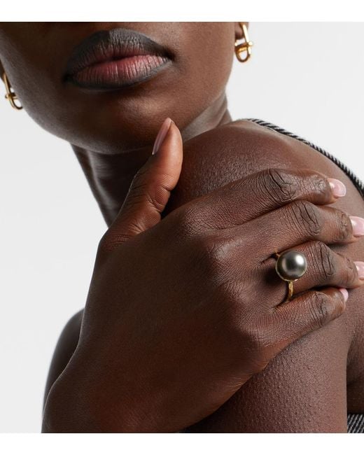 Octavia Elizabeth White Orb 18Kt Ring With Pearl And Diamonds