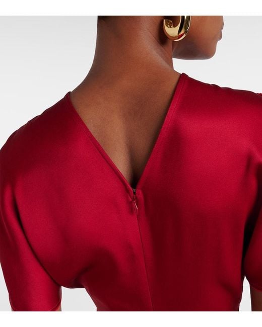 Robe Midi En Crepe De Satin Victoria Beckham en coloris Red