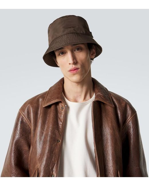 Saint Laurent Brown Logo Bucket Hat for men