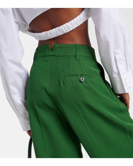 Jacquemus Green Le Pantalon Titolo High-Rise Wide-Leg Pants