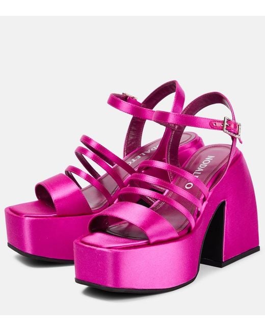 NODALETO Pink Bulla Chibi Satin Platform Sandals