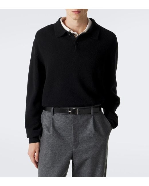 Lisa Yang Black Rufus Cashmere Polo Sweater for men