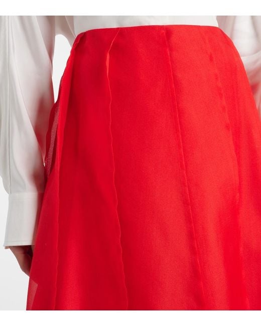 Altuzarra Red Silk Organza Midi Skirt