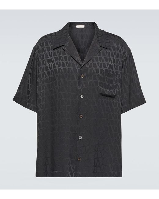Valentino Black Toile Iconographe Silk Shirt for men