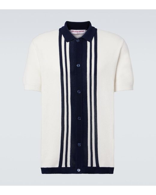 Orlebar Brown Blue Lumina Striped Cotton Polo Shirt for men
