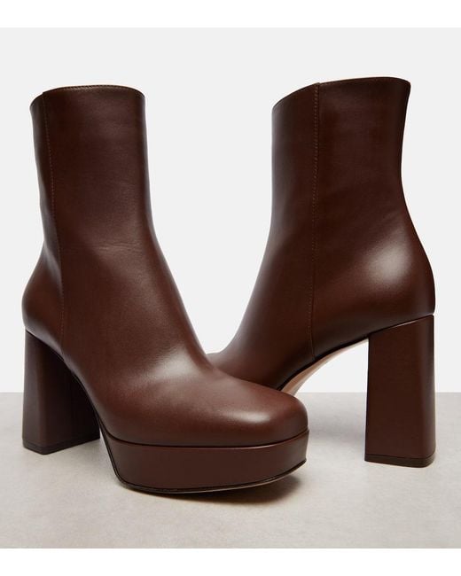 Gianvito Rossi Brown Daisen 95 Leather Platform Ankle Boots