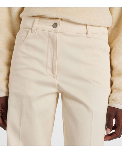 Moncler Natural Gerade Hose Aus Baumwoll-Gabardine