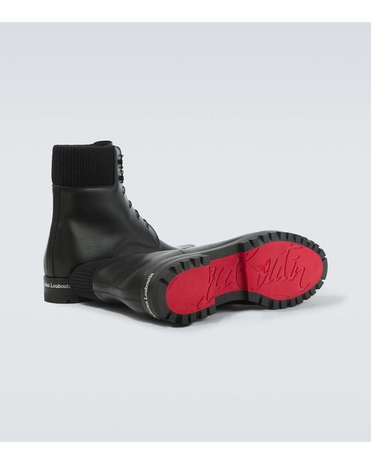Christian Louboutin Black Trapman Tct 2 Leather Lace-Up Boots for men