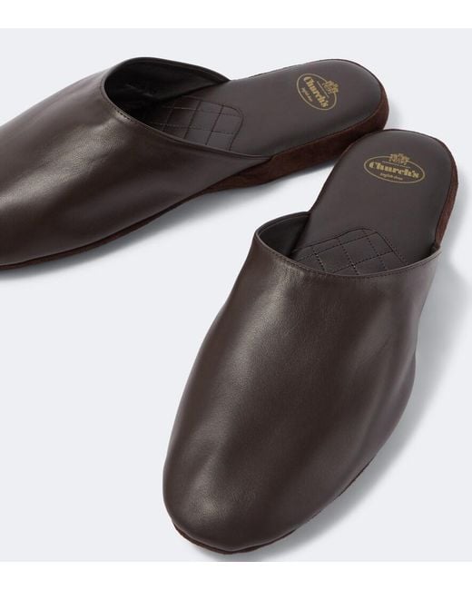 Church's Brown Arran Leather Slippers for men