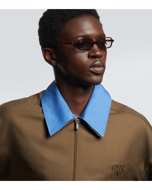 Occhiali Da Sole Rettangolari Con Logo di Miu Miu in Brown da Uomo