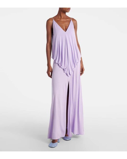 Loewe Purple Draped Crepe Jersey Maxi Dress
