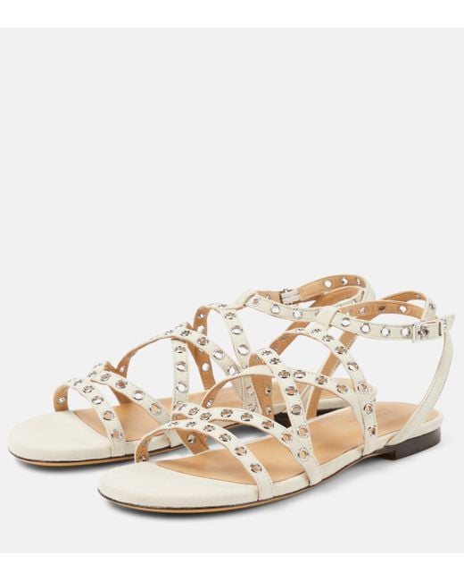 Isabel Marant Natural Lipa Studded Leather Sandals