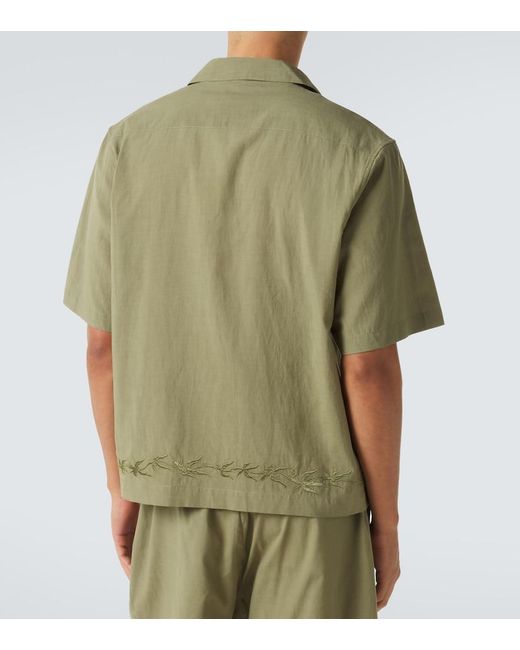 Commas Green Embroidered Bowling Shirt for men
