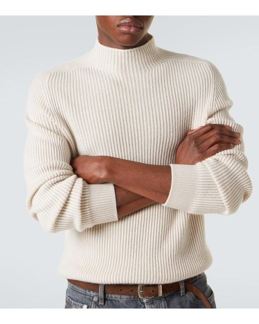 Brunello Cucinelli White Cashmere Sweater for men