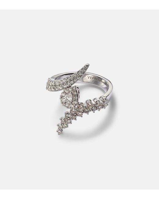 YEPREM White Y-Not 18Kt Ring With Diamonds