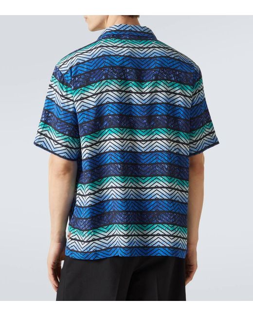 Missoni Blue Zigzag Bowling Shirt for men