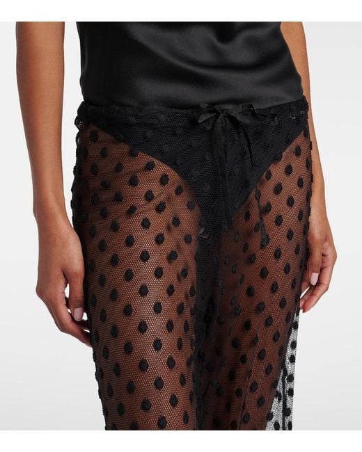 Dries Van Noten Blue Polka-Dot Mesh Slim Pants