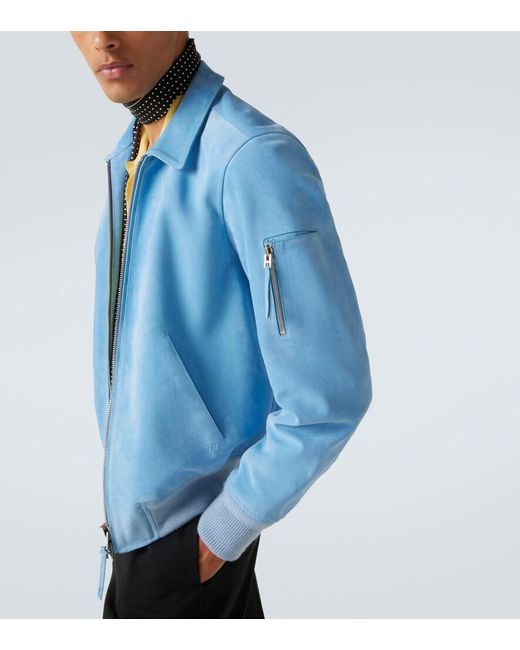 Tom Ford Blue Suede Blouson Jacket for men