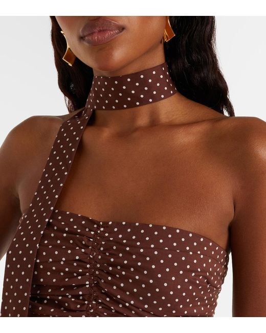 Posse Brown Edie Polka-Dot Top