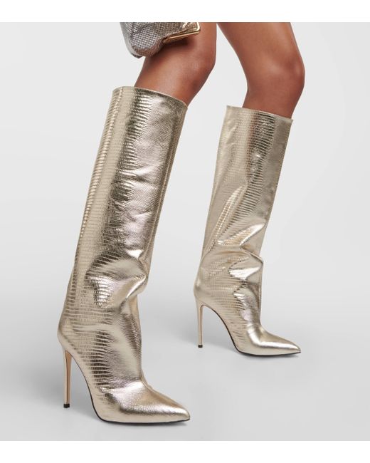 Paris Texas Natural Metallic Leather Knee-high Boots