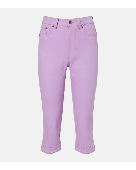 Versace Purple High-Rise Capri Jeans