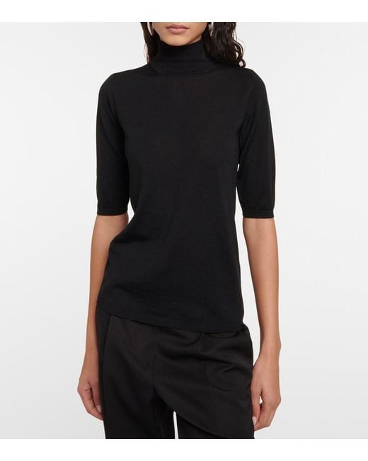 Max Mara Black Ciriaco Virgin Wool Turtleneck Top