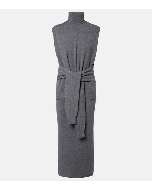 Rohe Gray Layered Wool And Cashmere-Blend Midi Dress