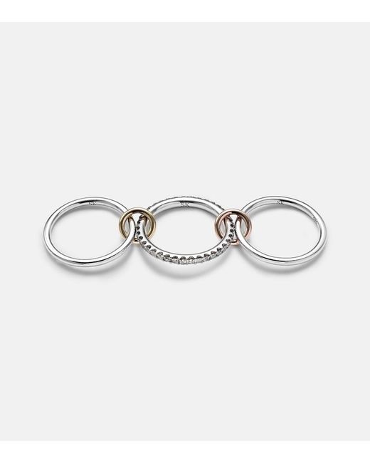 Spinelli Kilcollin Metallic Tigris Mx Gris Sterling Ring With Diamonds And And Rose Connectors
