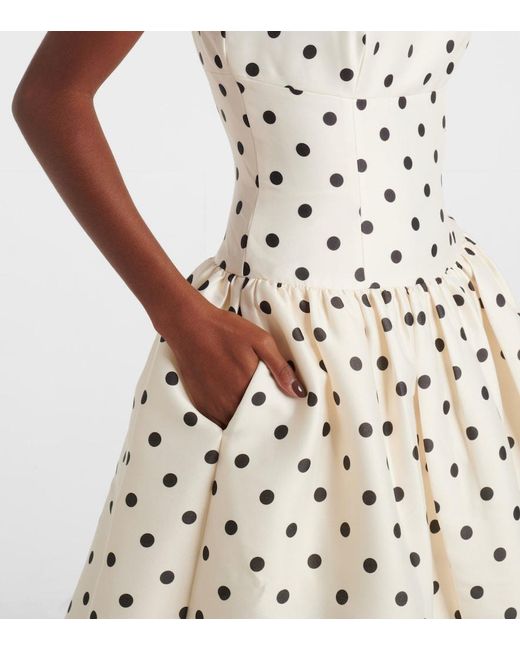 Self-Portrait White Polka-Dot Taffeta Corset Dress