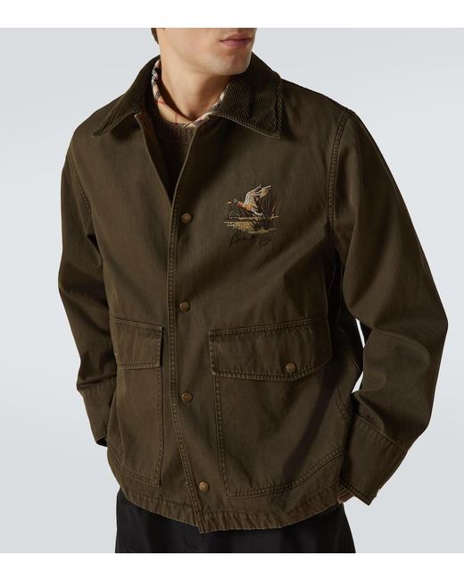 Burberry Green Corduroy-Trimmed Cotton Twill Field Jacket for men