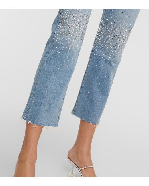 7 For All Mankind Blue Logan Embellished Straight Jeans
