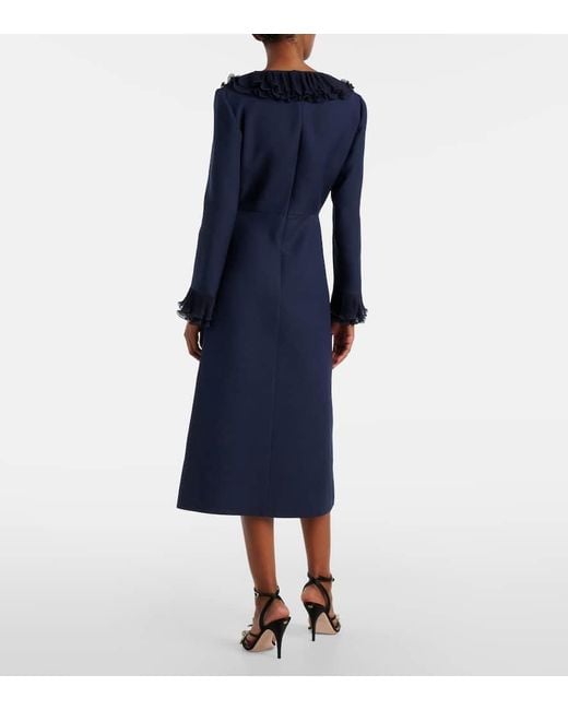Valentino Blue Midikleid Aus Crepe Couture