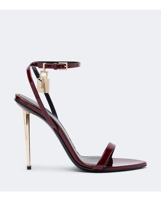Tom Ford White Padlock Patent Leather Sandals