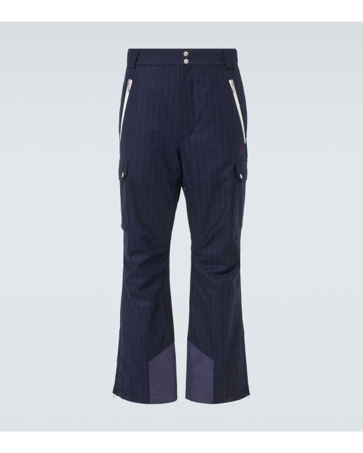 Brunello Cucinelli Blue Chalk Stripe Wool Ski Pants for men