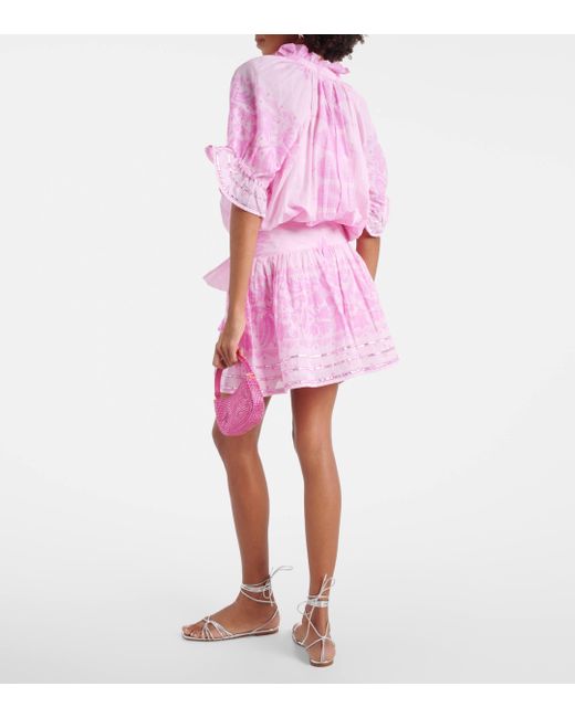 Robe chemise imprimee en coton Juliet Dunn en coloris Pink