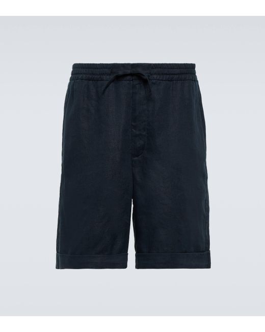 Canali Blue Linen Bermuda Shorts for men
